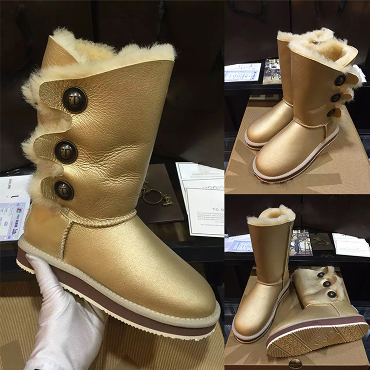 雪靴女時尚糖果色高筒圓頭平底防滑厚底真皮毛一體保暖百搭女靴工廠,批發,進口,代購