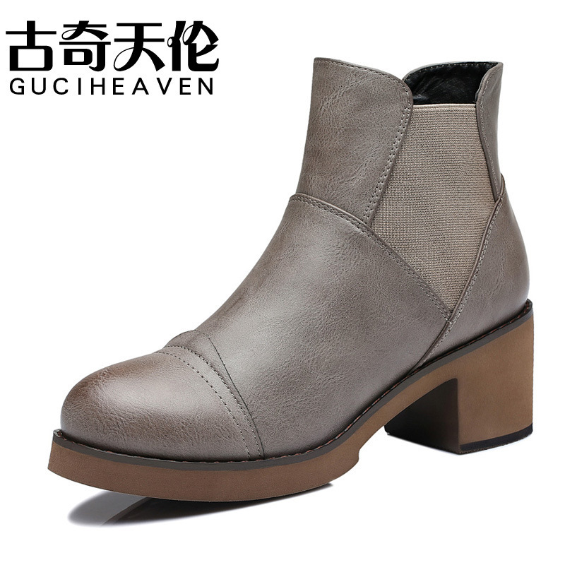 Guciheaven/古奇天倫短靴女粗跟圓頭馬丁靴短筒潮 保暖雪靴8272工廠,批發,進口,代購