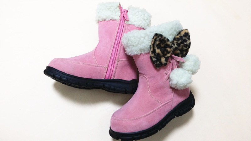 出口日本豹紋蝴蝶結粉紅女童雪靴保暖工廠,批發,進口,代購