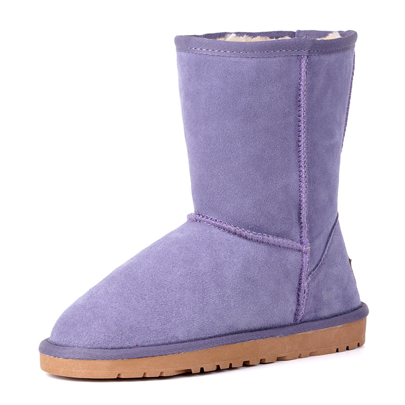 爆款5825 純色牛皮女鞋 冬季新款加厚棉靴保暖舒適夢幻紫雪靴工廠,批發,進口,代購
