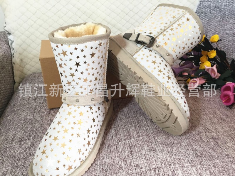 廠傢直銷冬季女士雪靴5825款五角星女靴牛剪絨工廠,批發,進口,代購