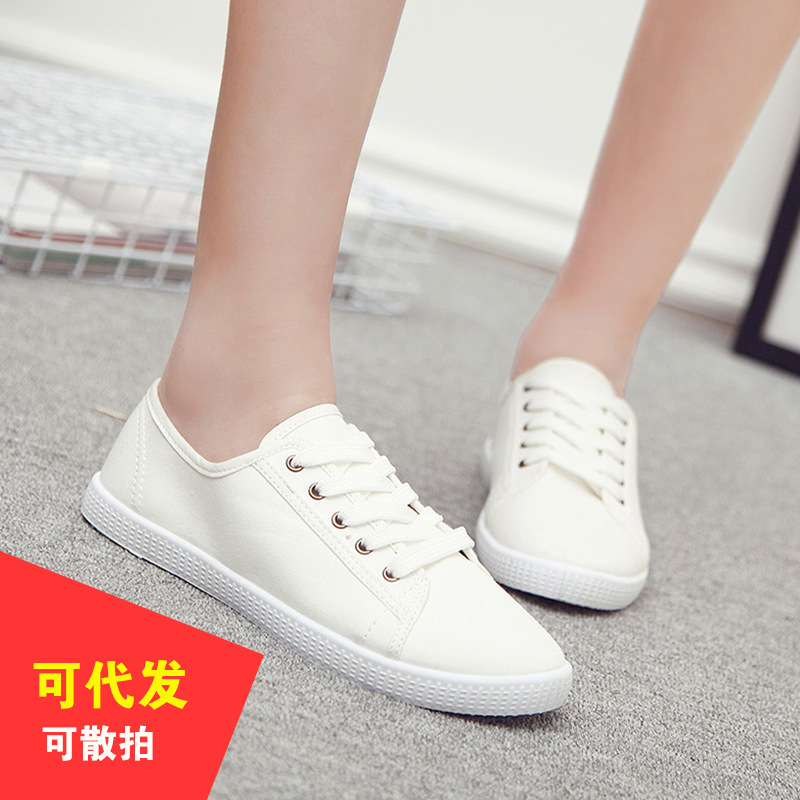 白色帆佈鞋女低幫小白鞋 新款韓版溫州品牌女鞋秋駕車帆佈鞋批發工廠,批發,進口,代購