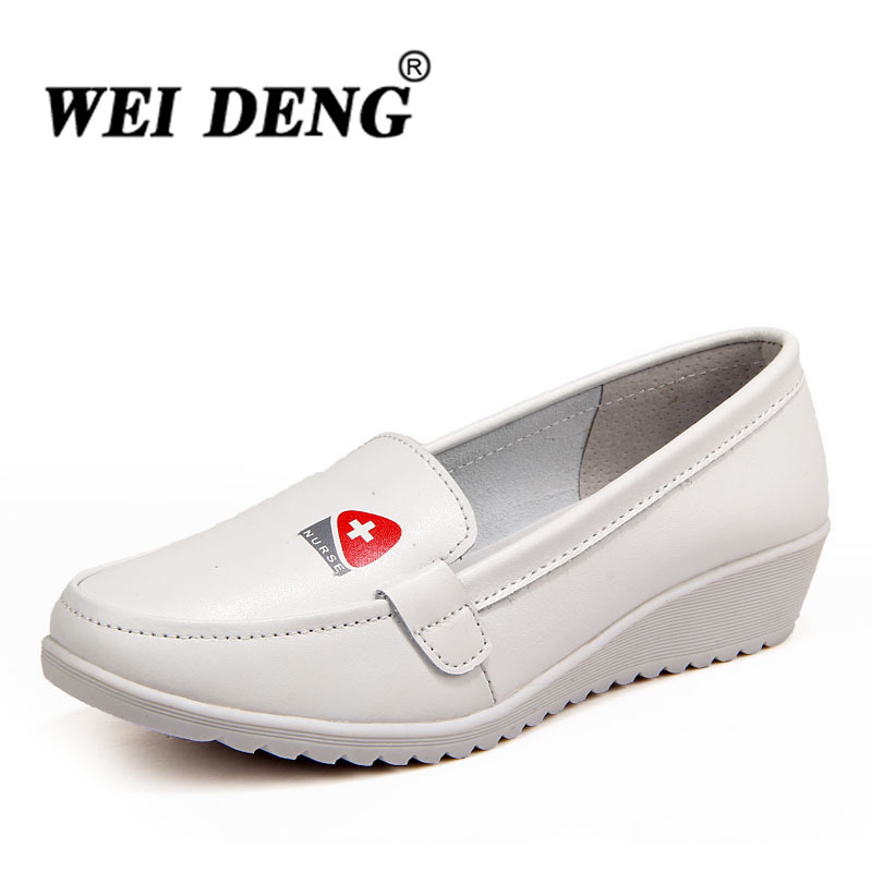 weideng/偉登秋季新款職業真皮護士鞋 平底舒適小白鞋 時尚女單鞋工廠,批發,進口,代購