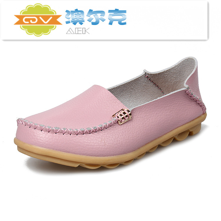 2016年新款低幫系帶真皮媽媽鞋女鞋牛筋底豆豆底休閒時尚女鞋批發工廠,批發,進口,代購