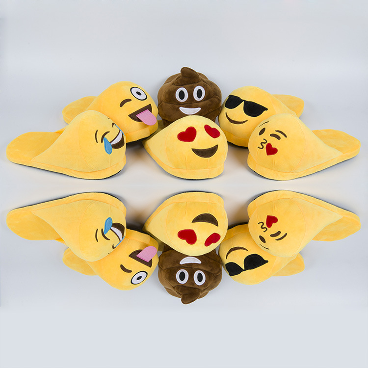 現貨熱銷外貿emoji表情半拖qq表情毛絨卡通拖鞋emoji大便傢居拖鞋工廠,批發,進口,代購