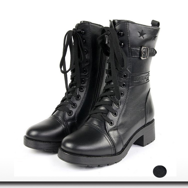 2015女靴子 真皮韓版機車靴春秋高腰牛皮馬丁靴黑色單靴T27工廠,批發,進口,代購