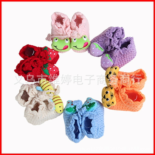 男女寶寶手工編織襪子 舒適絨線襪軟底學步鞋 幼嬰兒毛線鞋0-1歲工廠,批發,進口,代購