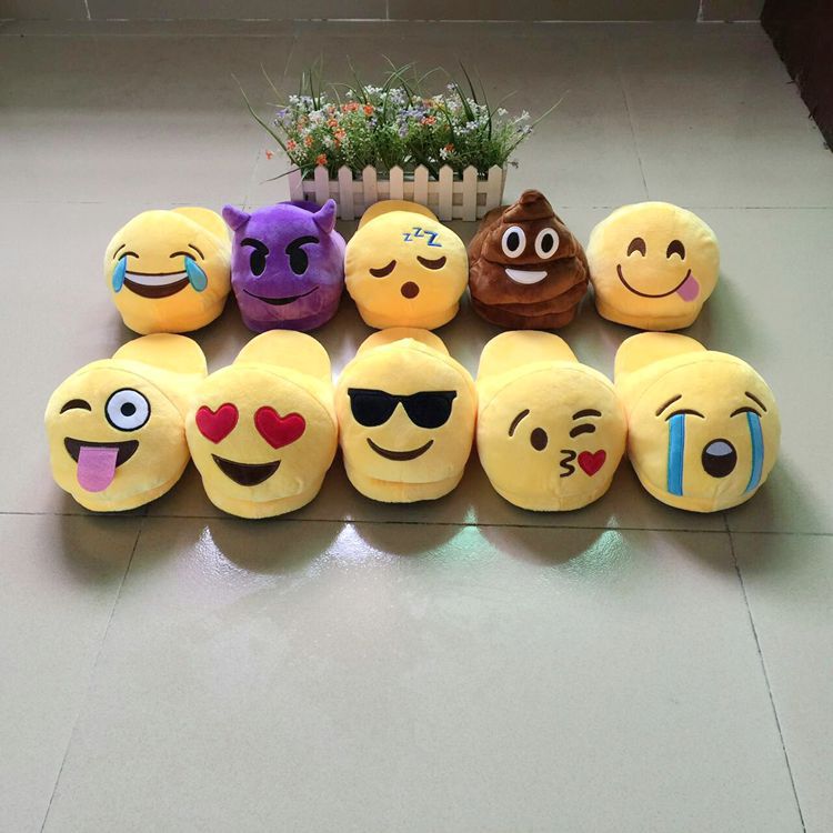 廠傢現貨直銷QQ表情棉拖鞋 emoji成人大便超柔公仔卡通傢居毛絨鞋批發・進口・工廠・代買・代購