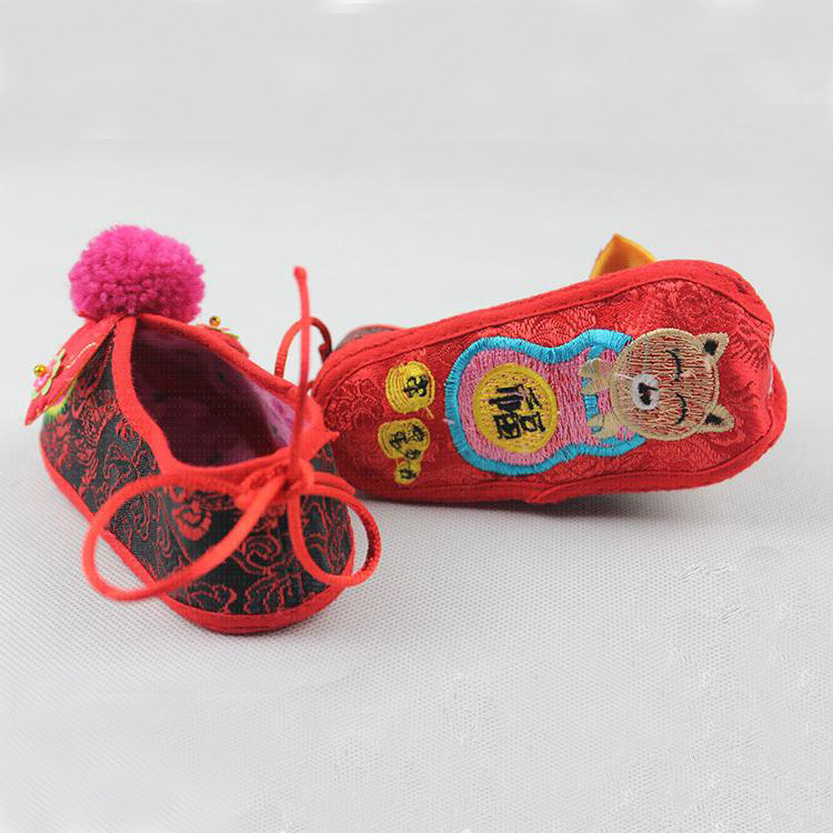 一件代發兒童唐裝虎頭鞋 男女寶寶軟底豬頭鞋 嬰兒喜慶禮服學步鞋批發・進口・工廠・代買・代購