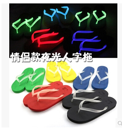 爆款廠傢直銷夜光人字拖夏季熒光情侶女平底休閒涼拖鞋一件批發批發・進口・工廠・代買・代購