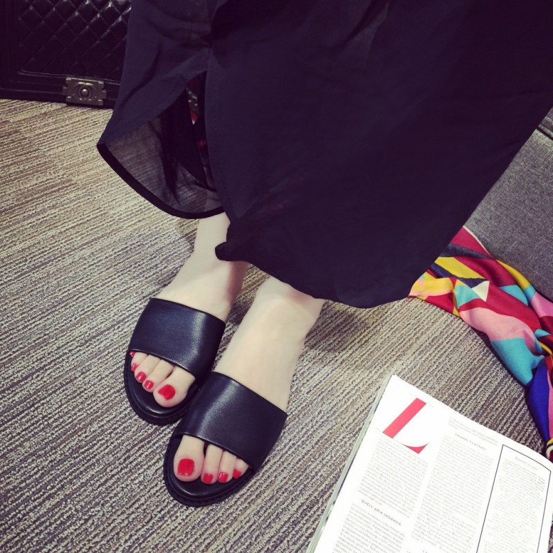 夏季新款真皮女拖鞋 歐美時尚一字拖平底涼拖鞋潮一件代發批發・進口・工廠・代買・代購