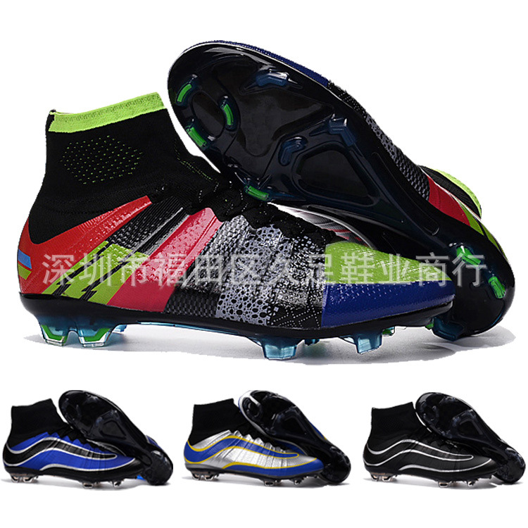 刺客10代高幫FG足球鞋C羅CR7天然草地球靴兒童訓練足球鞋廠傢批發工廠,批發,進口,代購