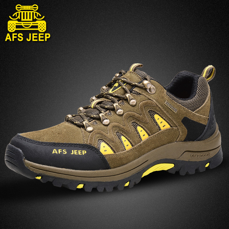 AFS JEEP男士牛皮登山鞋徒步鞋防水防滑戶外鞋男鞋子大號秋季冬季批發・進口・工廠・代買・代購