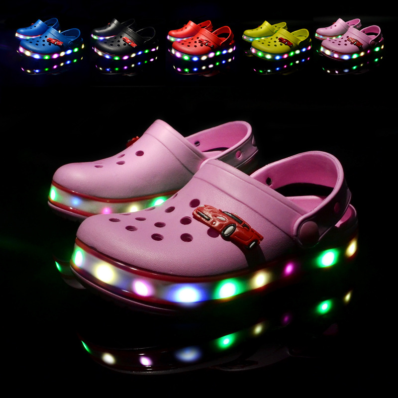 LED燈鞋新品兒童洞洞鞋夏季外貿沙灘鞋環保EVA鏤空男女童鞋子批發工廠,批發,進口,代購