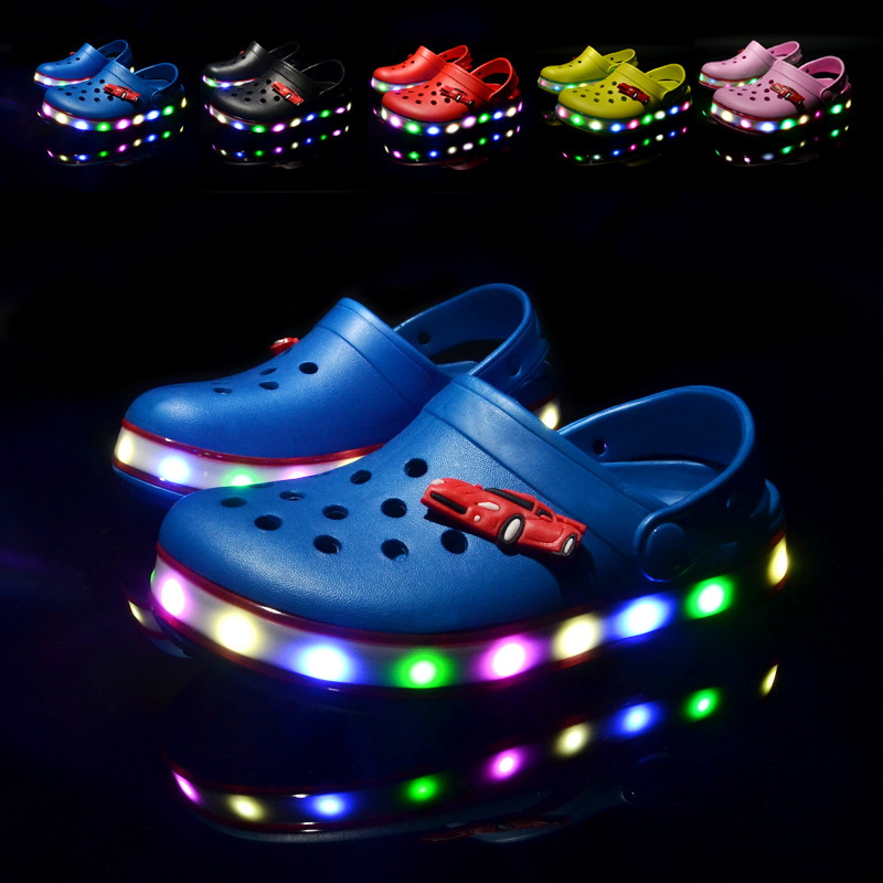 LED燈鞋兒童鞋夏中小童卡通外貿洞洞鞋批發韓國寶寶沙灘鞋寶寶鞋工廠,批發,進口,代購