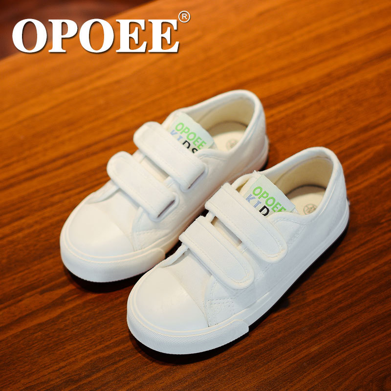 opoee2016春款兒童帆鞋 韓版低幫魔術貼舞蹈演出鞋白鞋一件代發批發・進口・工廠・代買・代購