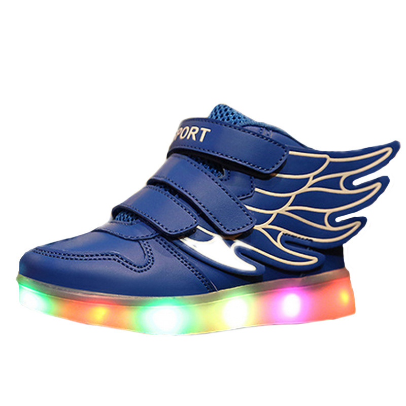 帶翅膀男女兒童LED發光鞋休閒運動冬季新款兒童板鞋批發・進口・工廠・代買・代購