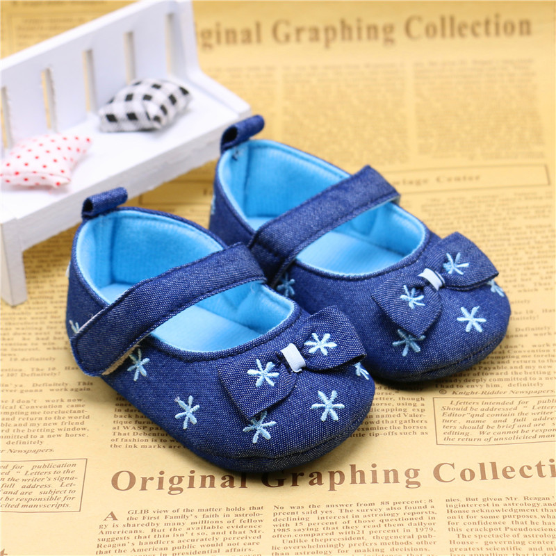 0-1歲外貿babyshoes牛仔雪花女單寶寶學步鞋 室內防滑軟底BB童鞋工廠,批發,進口,代購