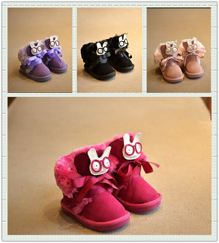 6022韓版童鞋小童可愛眼鏡兔雪靴寶寶翻遍加絨棉靴棉鞋一件代發工廠,批發,進口,代購