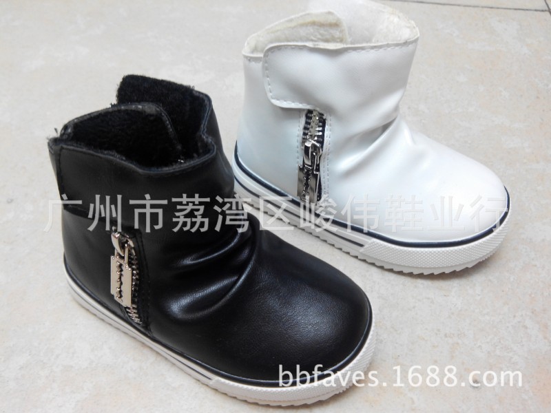 韓國時尚拉鏈高幫皮麵寶寶雪靴 加絨舒適小童棉鞋 品牌童鞋批發工廠,批發,進口,代購