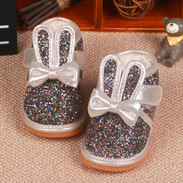 爆款2015冬季新款韓版兔子亮片女寶寶加厚棉鞋嬰兒公主學步鞋批發工廠,批發,進口,代購