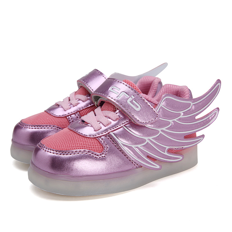 2016新款兒童運動鞋翅膀燈鞋LED燈童鞋透氣男女童網佈鞋一批發・進口・工廠・代買・代購