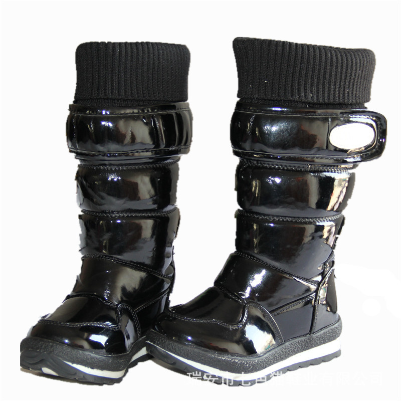 2015冬季新款兒童雪靴高筒保暖男童女童靴子黑色防水皮靴工廠,批發,進口,代購