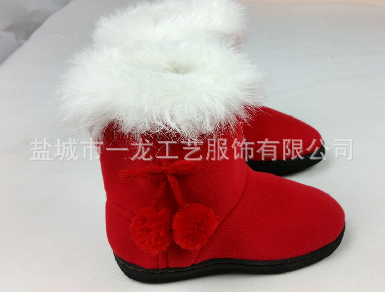 兒童棉靴大紅聖誕棉靴女童棉鞋保暖毛口防滑室內棉靴工廠,批發,進口,代購