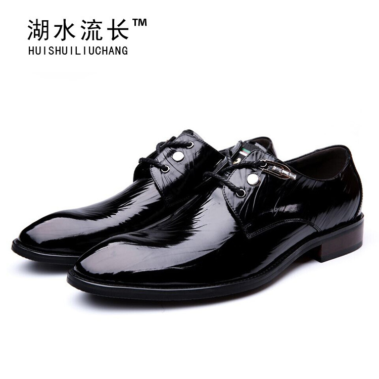 正裝透氣商務潮單鞋新款男士真皮中跟新郎婚禮黑色皮鞋定做批發・進口・工廠・代買・代購