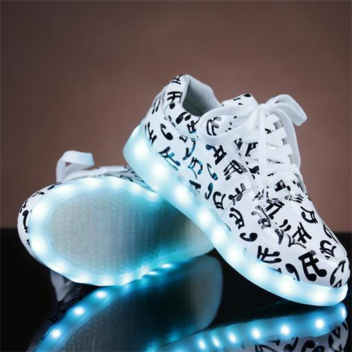 音符七彩發光鞋女鞋子LED燈時尚板鞋USB充電熒光鞋充電發光休閒潮批發・進口・工廠・代買・代購