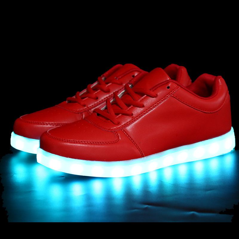 廠傢批發2016外貿燈鞋春夏新款USB充電LED發光鞋紅色低幫工廠,批發,進口,代購