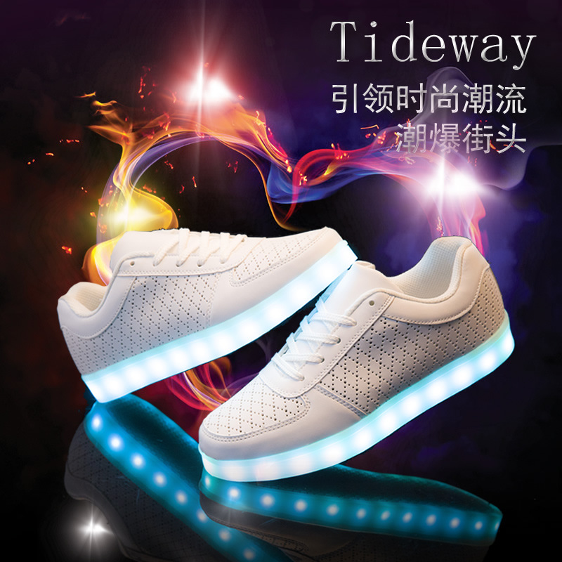 現貨批發LED七彩發光鞋外貿情侶熒光燈鞋USB充電閃佈洛克風發光鞋工廠,批發,進口,代購