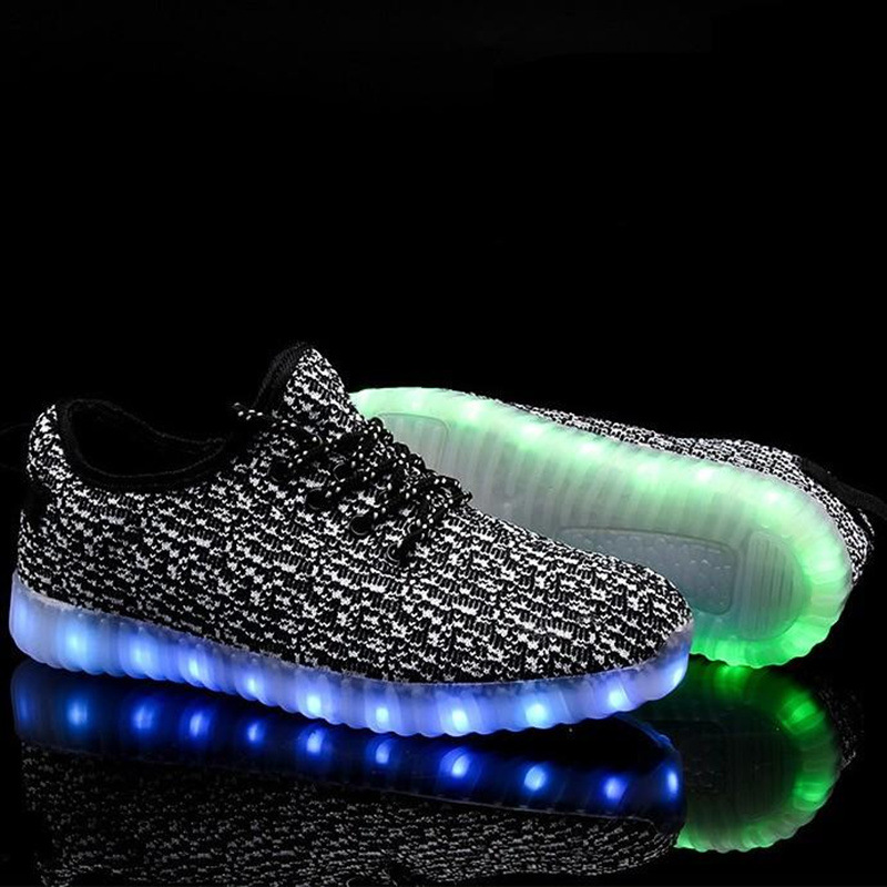 速賣通爆款透氣椰子發光鞋USB充電情侶款男女LED七彩發光板鞋批發・進口・工廠・代買・代購