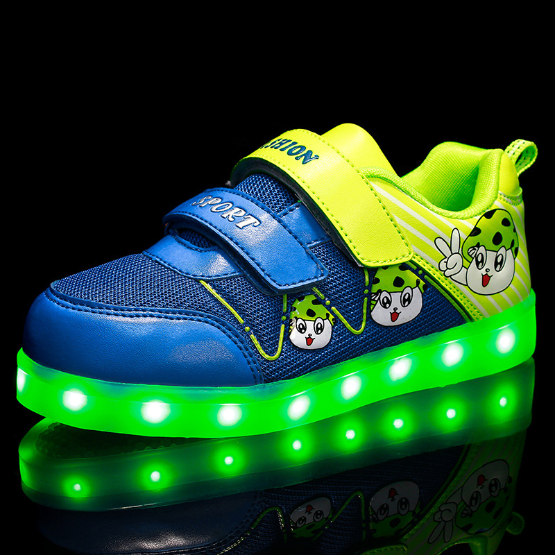 2016新款LED發光鞋USB充電兒童鞋七彩閃光鞋魔術貼男女兒童夜光鞋批發・進口・工廠・代買・代購