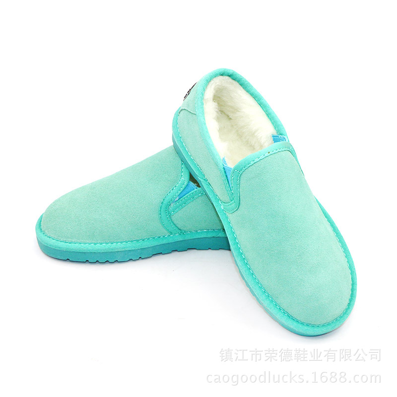 一腳蹬懶人冬季手工樂福鞋真皮女鞋平跟短筒保暖情侶雪靴女棉鞋工廠,批發,進口,代購