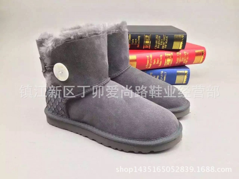 2015年新款3352貝利貝殼扣魚鱗紋後跟低筒羊皮毛一體雪靴招代理工廠,批發,進口,代購