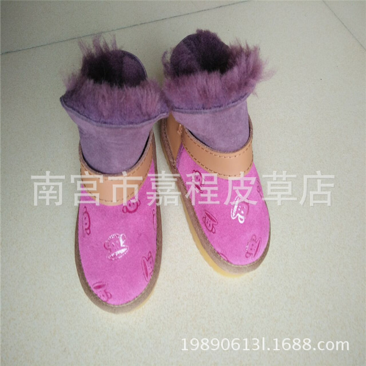 廠傢批發兒童皮毛一體雪靴 加厚保暖 防滑澳羊正皮鞋麵雪靴工廠,批發,進口,代購