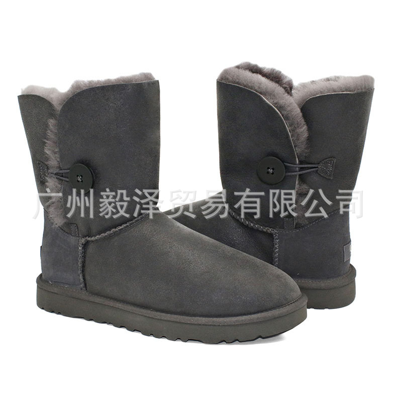 冬羊皮毛一體女靴低中筒真皮女防水一粒扣雪靴5803工廠,批發,進口,代購