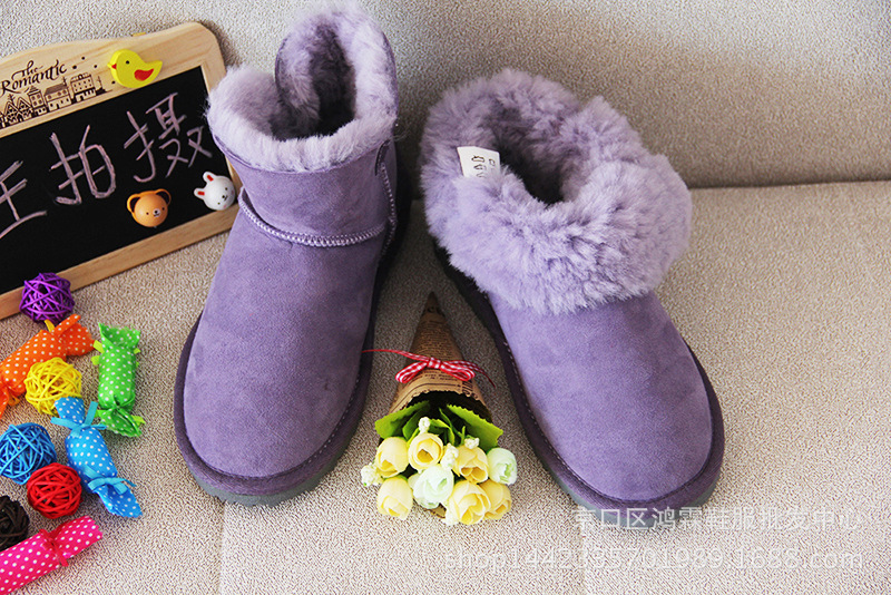 澳洲羊皮毛一體雪靴女5854低筒女靴保暖平跟棉靴子冬季懶人鞋工廠,批發,進口,代購