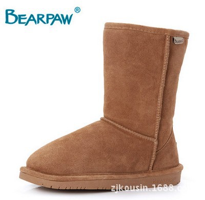 正品BearPaw 熊掌雪靴 女 冬 女靴子防水牛皮羊毛中筒靴牛筋底批發・進口・工廠・代買・代購