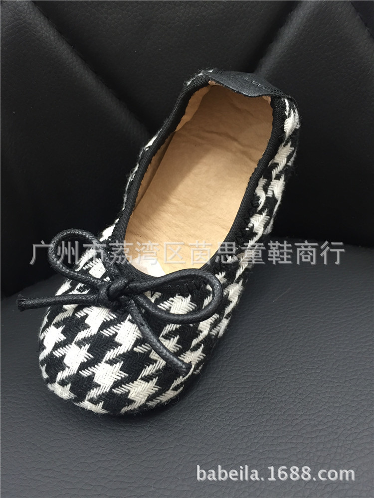 小童公主鞋 女寶寶千鳥格皮鞋 蝴蝶結跳舞鞋 超軟蛋卷鞋1-3歲童鞋批發・進口・工廠・代買・代購