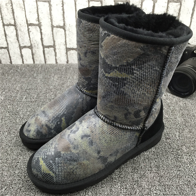 2016新款 5825羊皮毛一體蛇紋中筒雪靴 工廠一件代發批發・進口・工廠・代買・代購