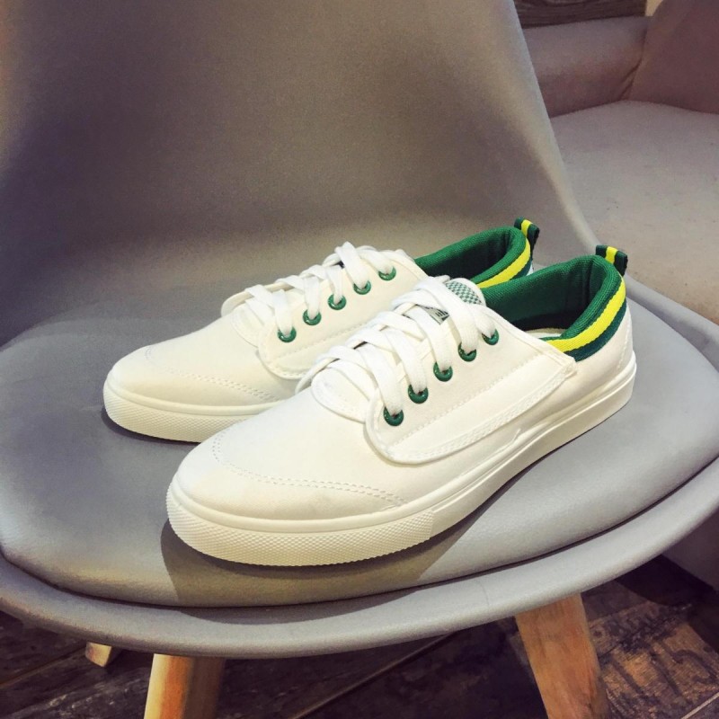 男士白綠休閒板鞋帆佈鞋 014工廠,批發,進口,代購