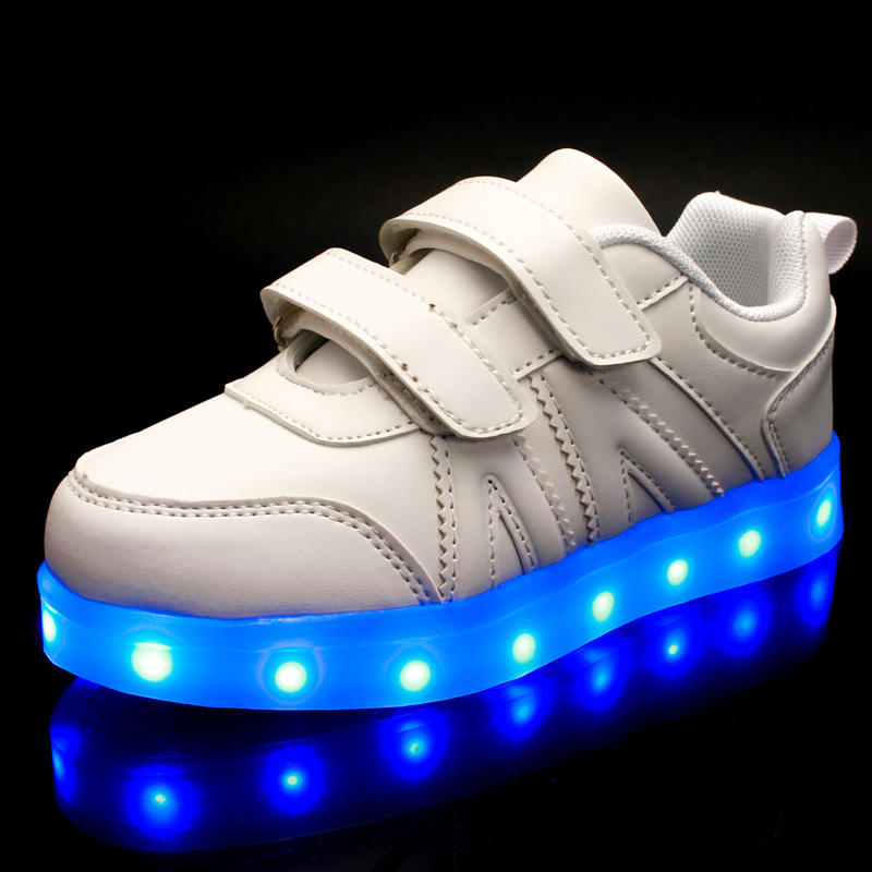 新款雙魔術貼童鞋 韓版兒童LED燈鞋 運動男女童潮 USB充電發光鞋批發・進口・工廠・代買・代購