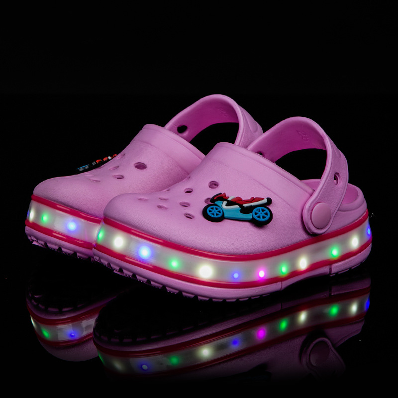 LED燈鞋外貿童鞋夏季兒童涼拖新款沙灘鞋EVA防滑鏤空寶寶童鞋批發工廠,批發,進口,代購
