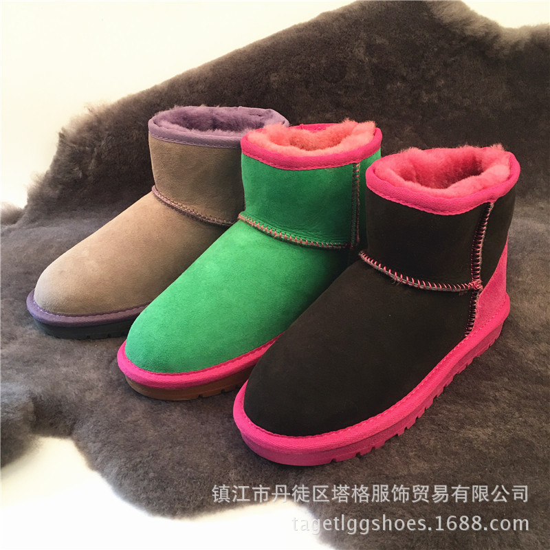 可親子 羊皮毛一體5854低筒雪靴磨砂西瓜皮保暖防滑舒適工廠,批發,進口,代購