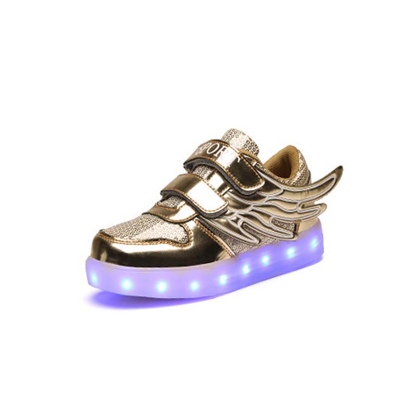 2016新款兒童翅膀USB充電發光低幫LED燈鞋男女中童大童跑步運動鞋批發・進口・工廠・代買・代購