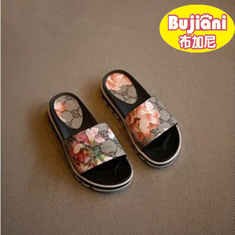 夏季新款兒童鞋時尚女童拖鞋碎花公主鞋休閒出遊一字拖女童涼拖潮批發・進口・工廠・代買・代購