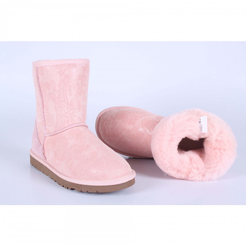 廠傢直銷 5825粉色印花皮毛一體雪靴 時尚女性靴子 防滑中筒工廠,批發,進口,代購