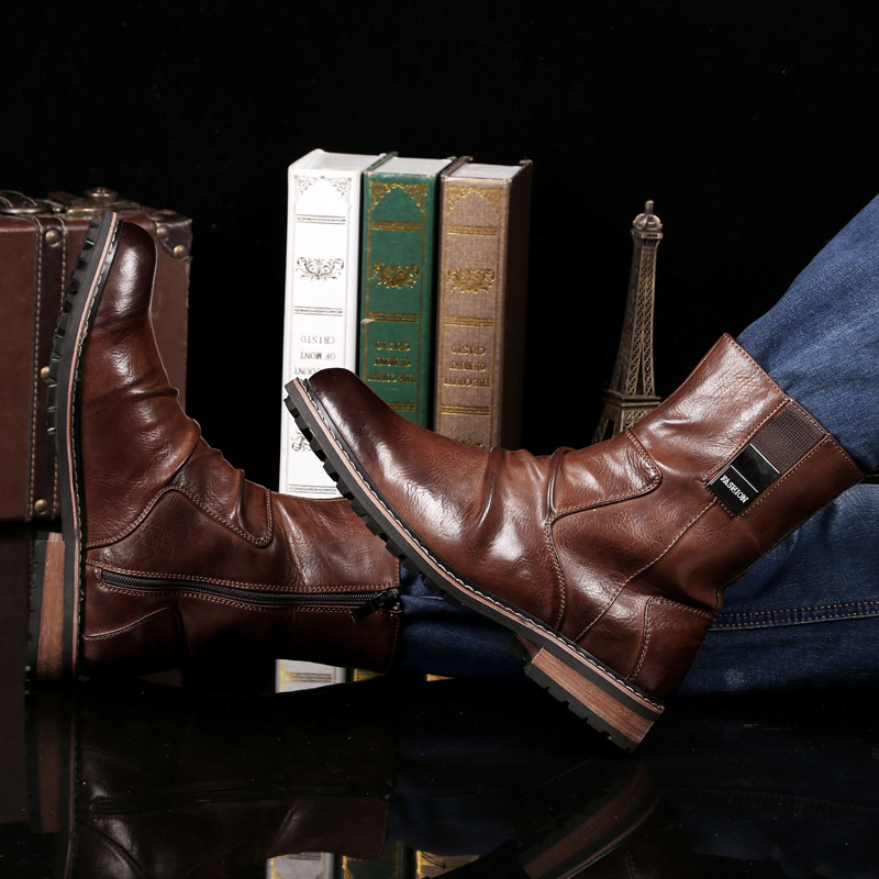 【3066】李萊爾頓時尚高幫尖頭男士馬丁靴批發・進口・工廠・代買・代購